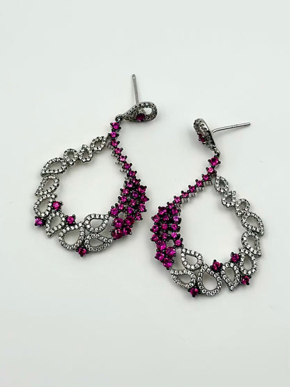 Zircon and fancy stones studded statement danglers in sterling silver