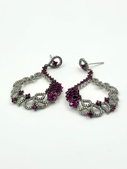 Zircon and fancy stones studded statement danglers in sterling silver