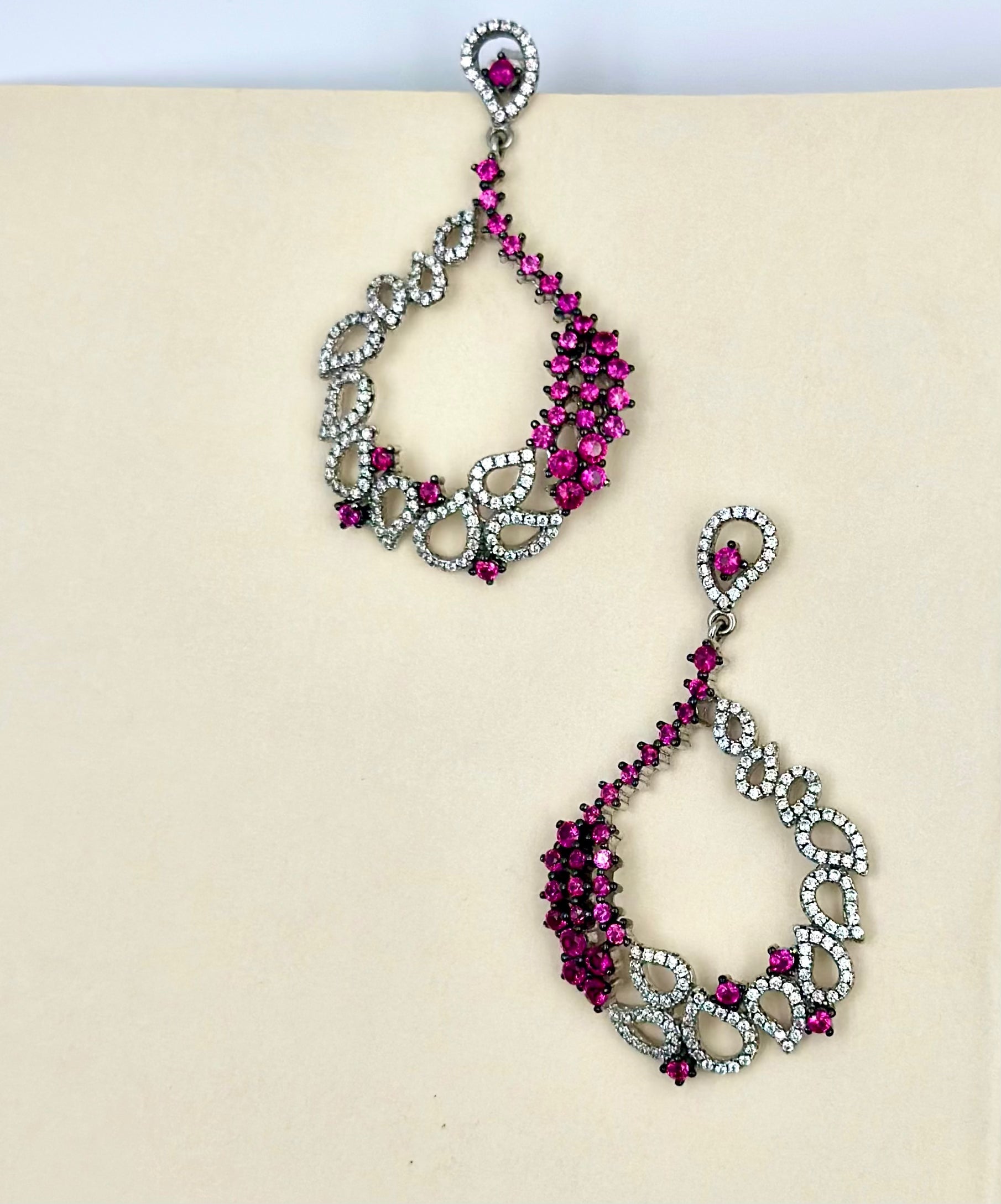Zircon and fancy stones studded statement danglers in sterling silver