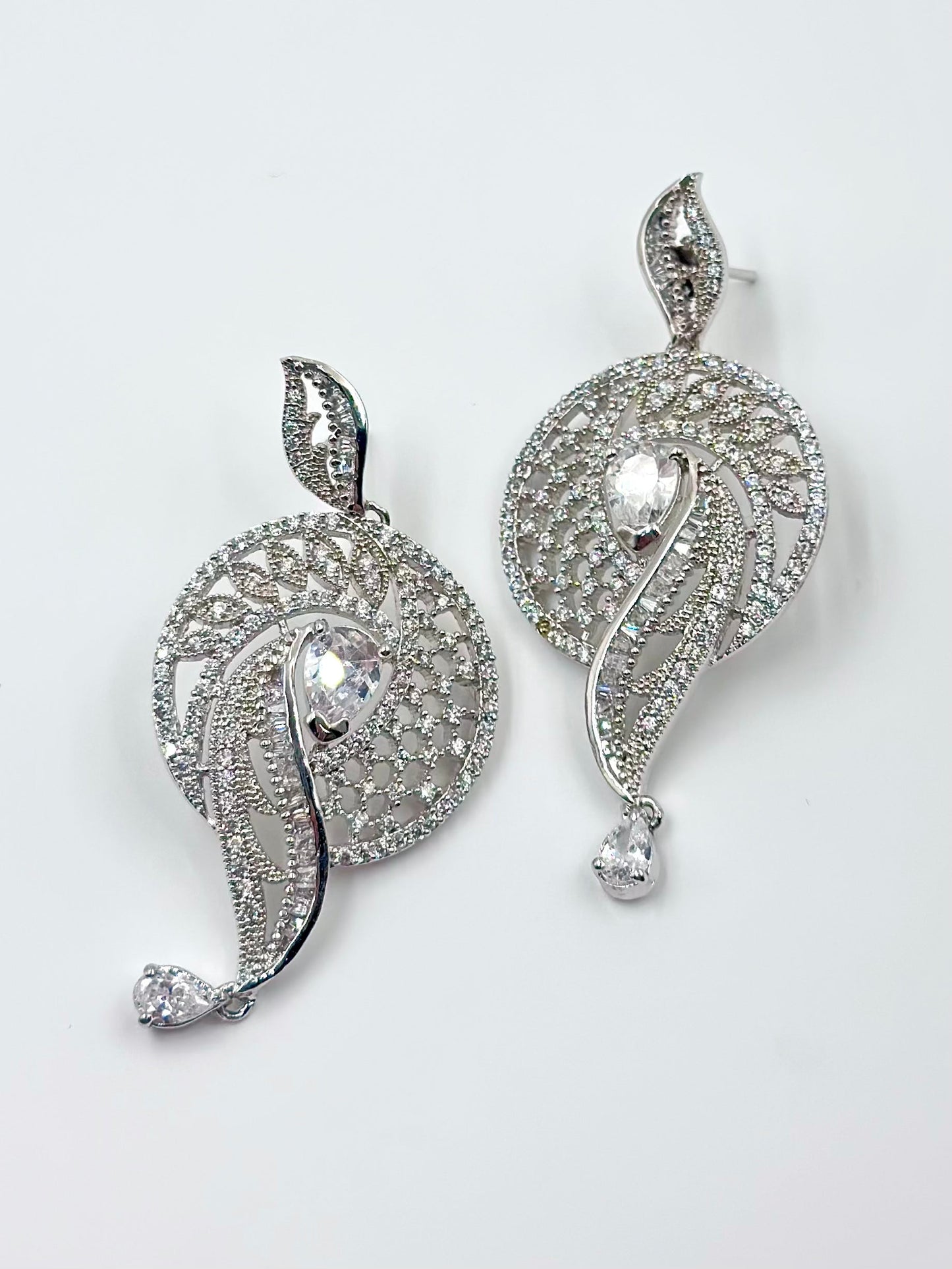 Zircon studded, statement danglers in sterling silver