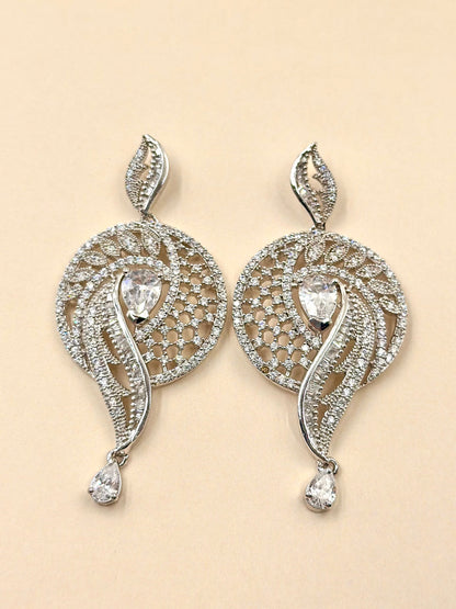 Zircon studded, statement danglers in sterling silver