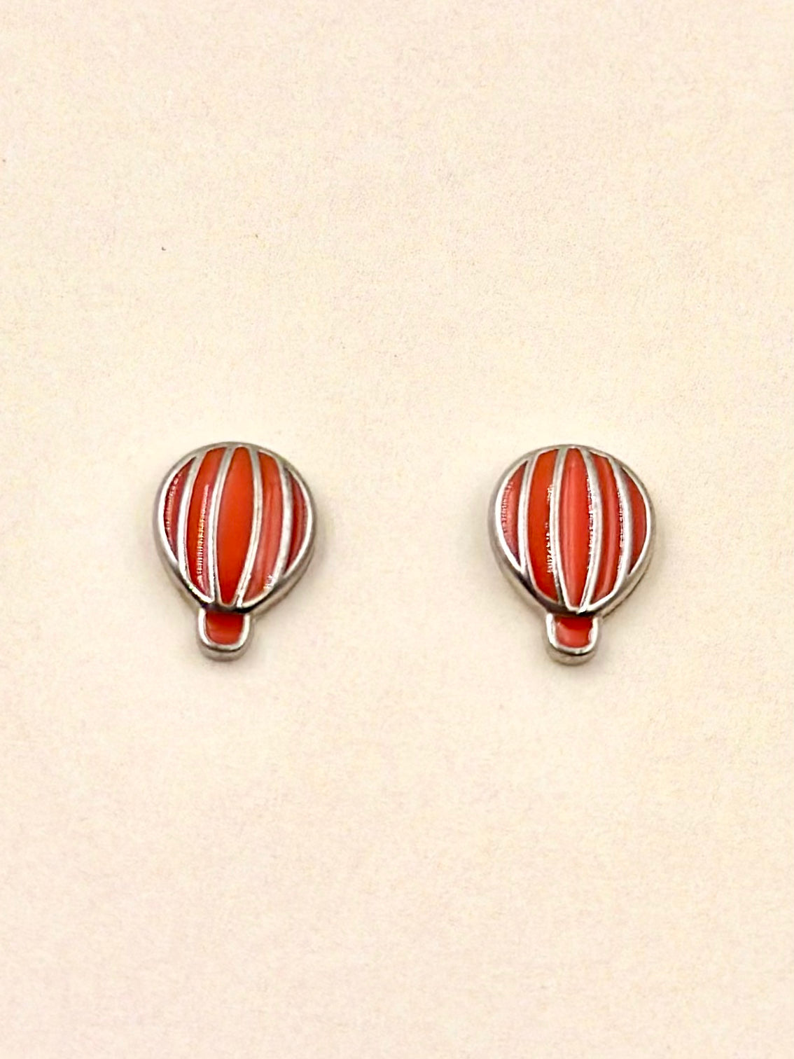 Enamel decorated, sterling silver studs shaped as hot air balloon