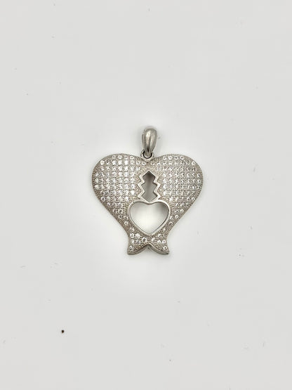 Heart shaped, zircon studded sterling silver pendants