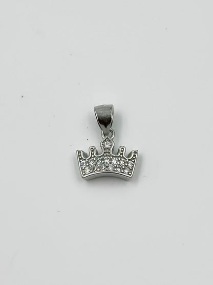 Crown shaped, zircon studded sterling silver pendant