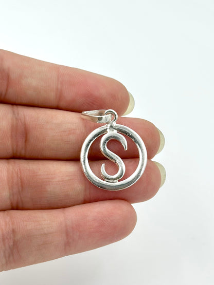 S shaped sterling silver pendant