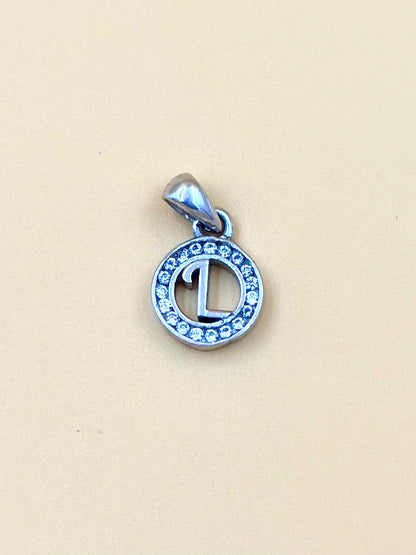 L shaped, zircon studded sterling silver pendant