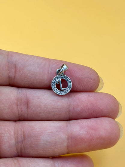 L shaped, zircon studded sterling silver pendant