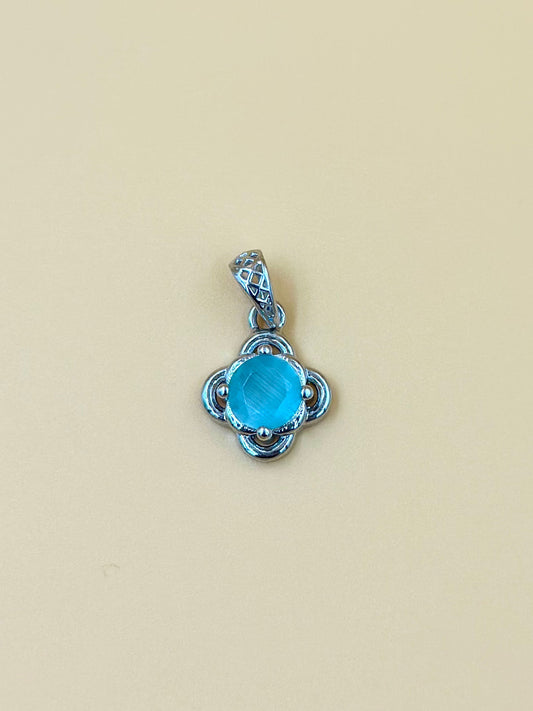 Fancy stone studded sterling silver pendant