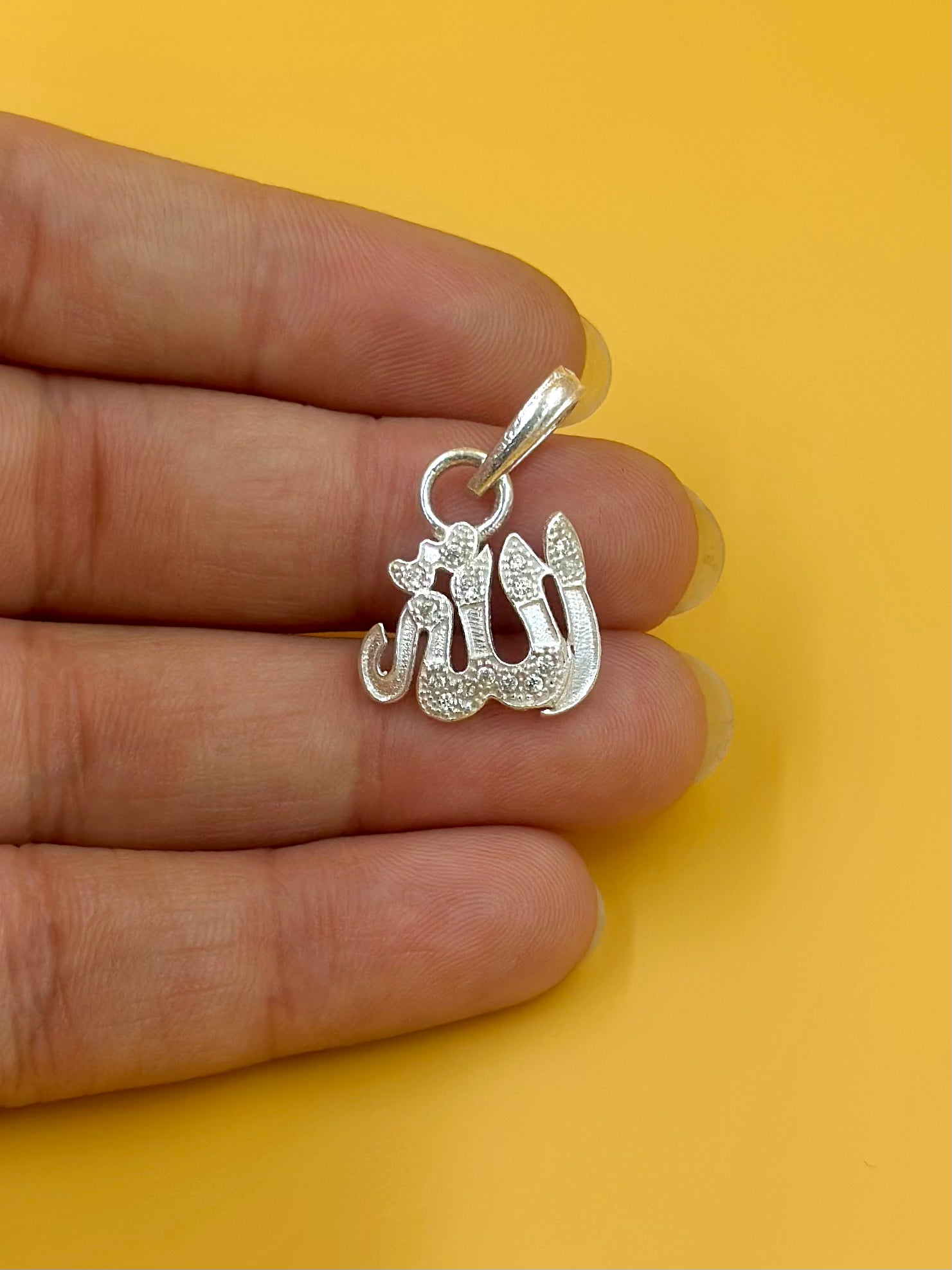 Zircon studded, snake shaped sterling silver pendant