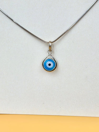 Enamel coated, evil eye sterling silver pendant