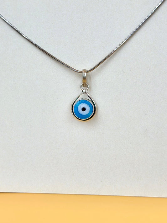 Enamel coated, evil eye sterling silver pendant