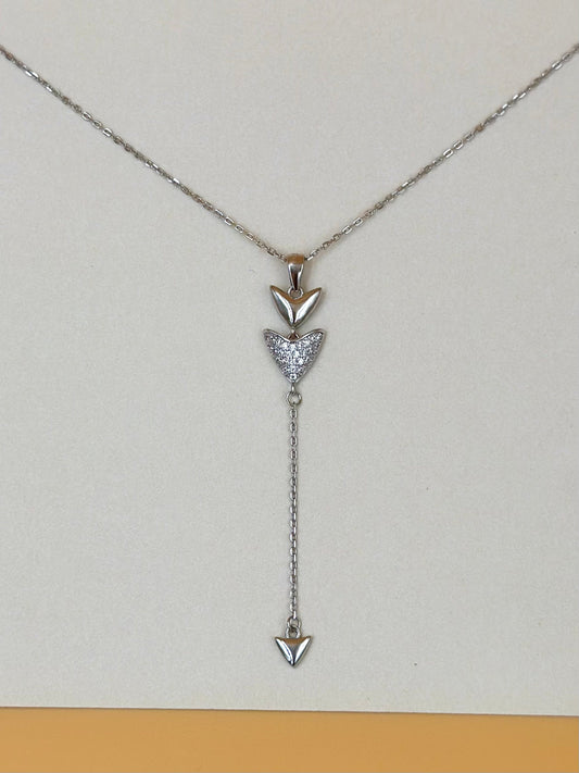 Zircon studded,arrow shaped sterling silver pendant chain