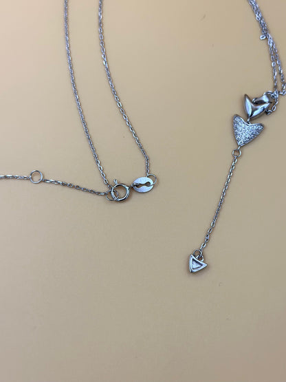 Zircon studded,arrow shaped sterling silver pendant chain