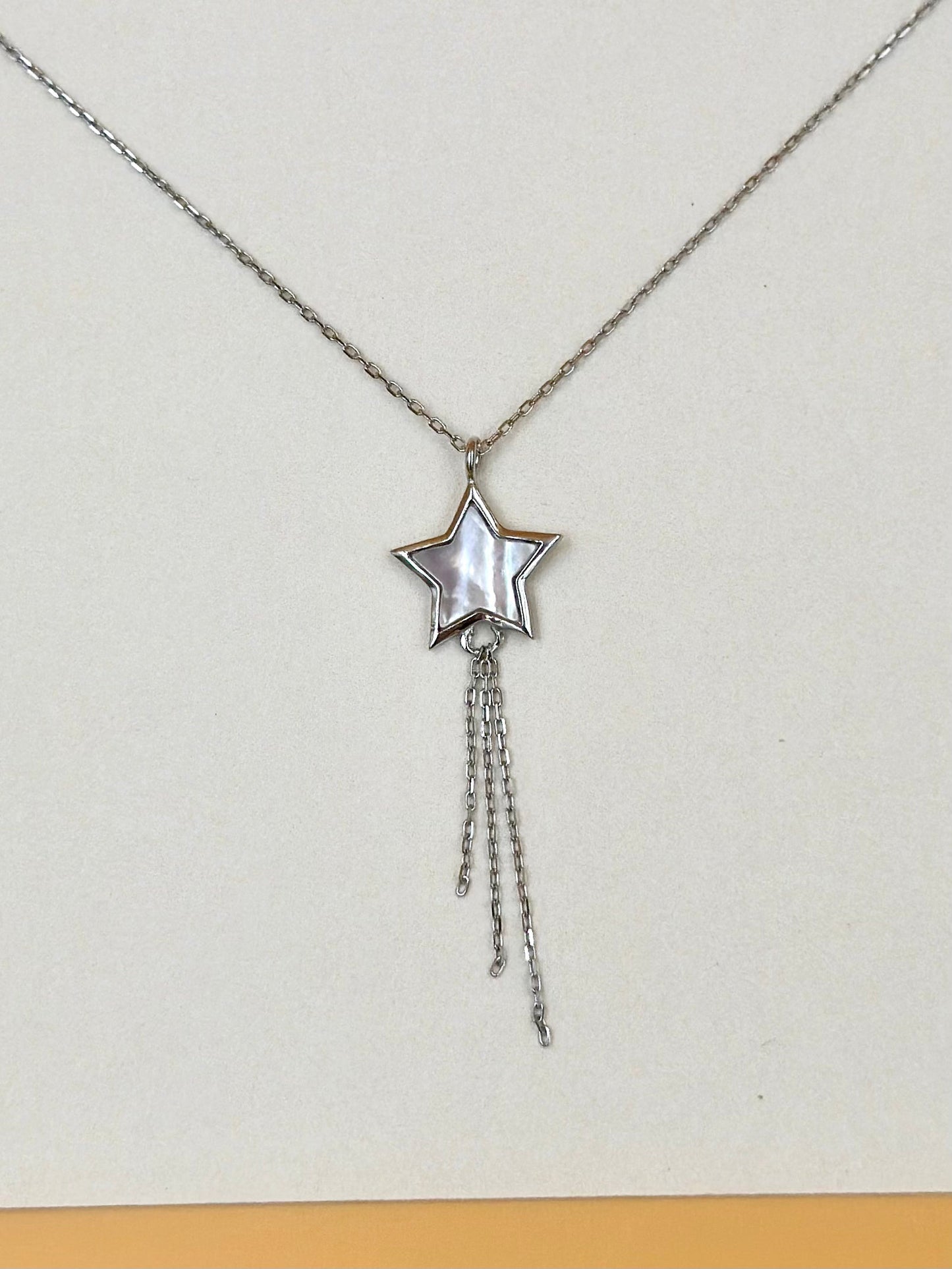 Reversible star shaped sterling silver pendant chain