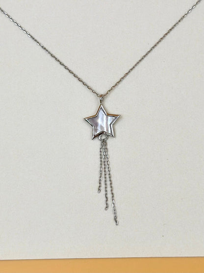 Reversible star shaped sterling silver pendant chain