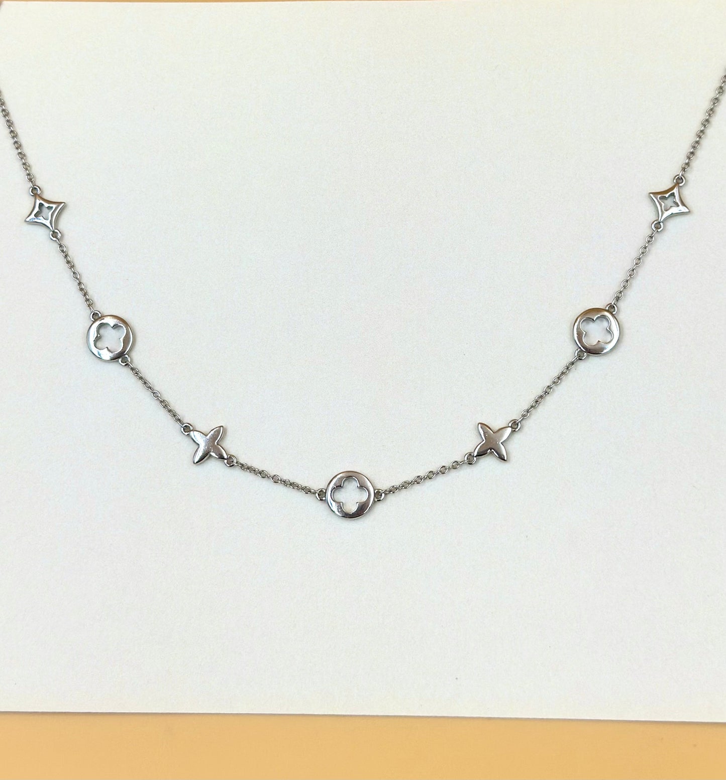Van cleef style sterling silver pendant chain