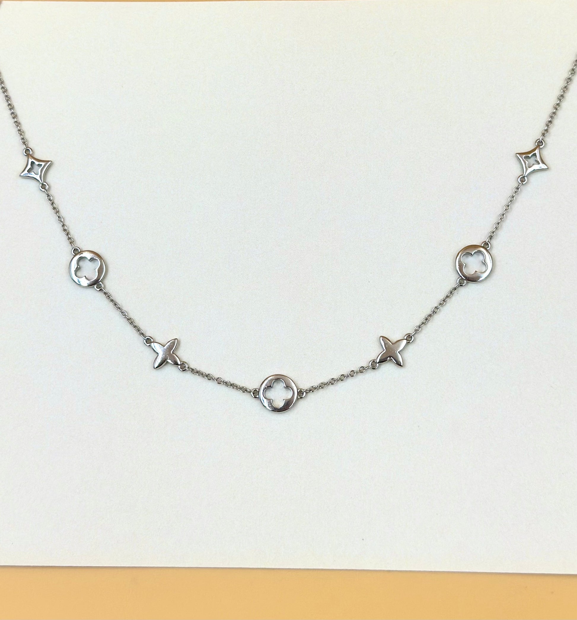 Van cleef style sterling silver pendant chain