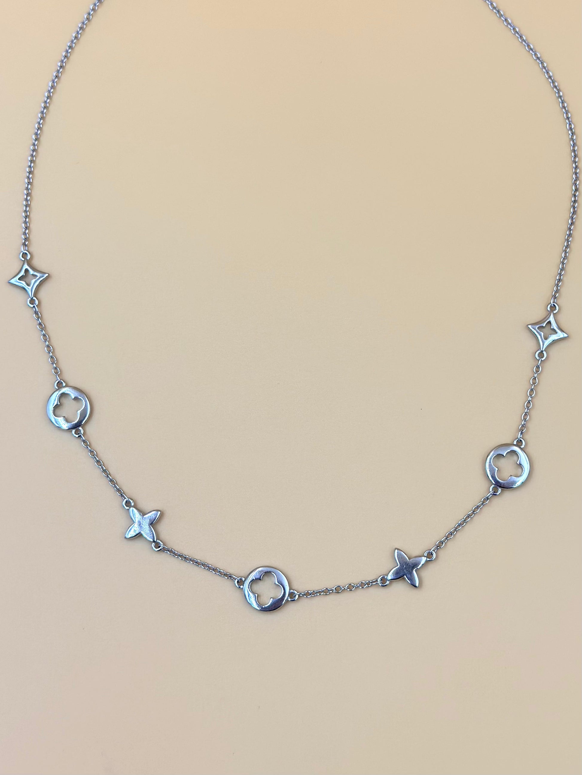 Van cleef style sterling silver pendant chain