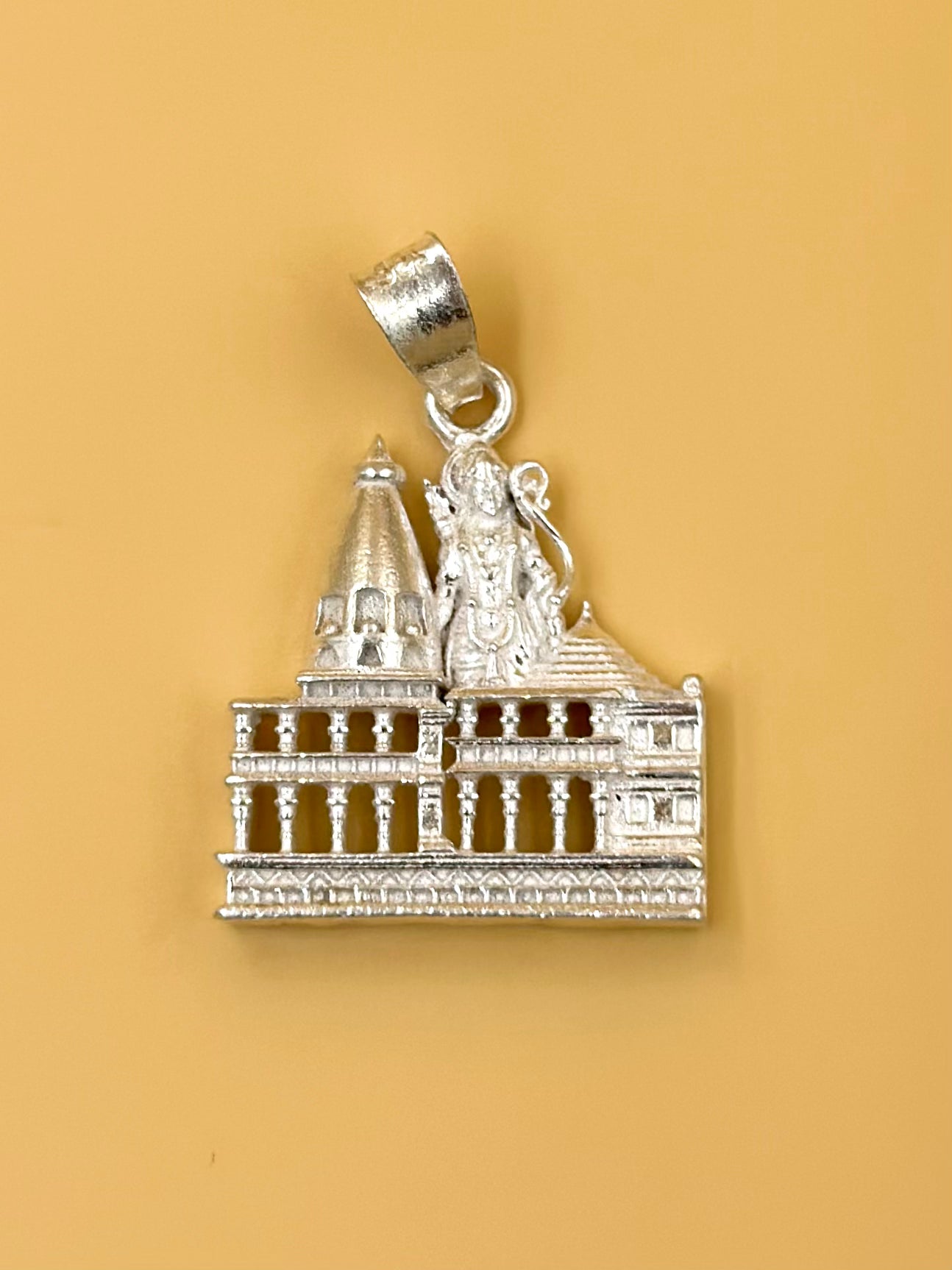 Ram mandir sterling silver idol pendant