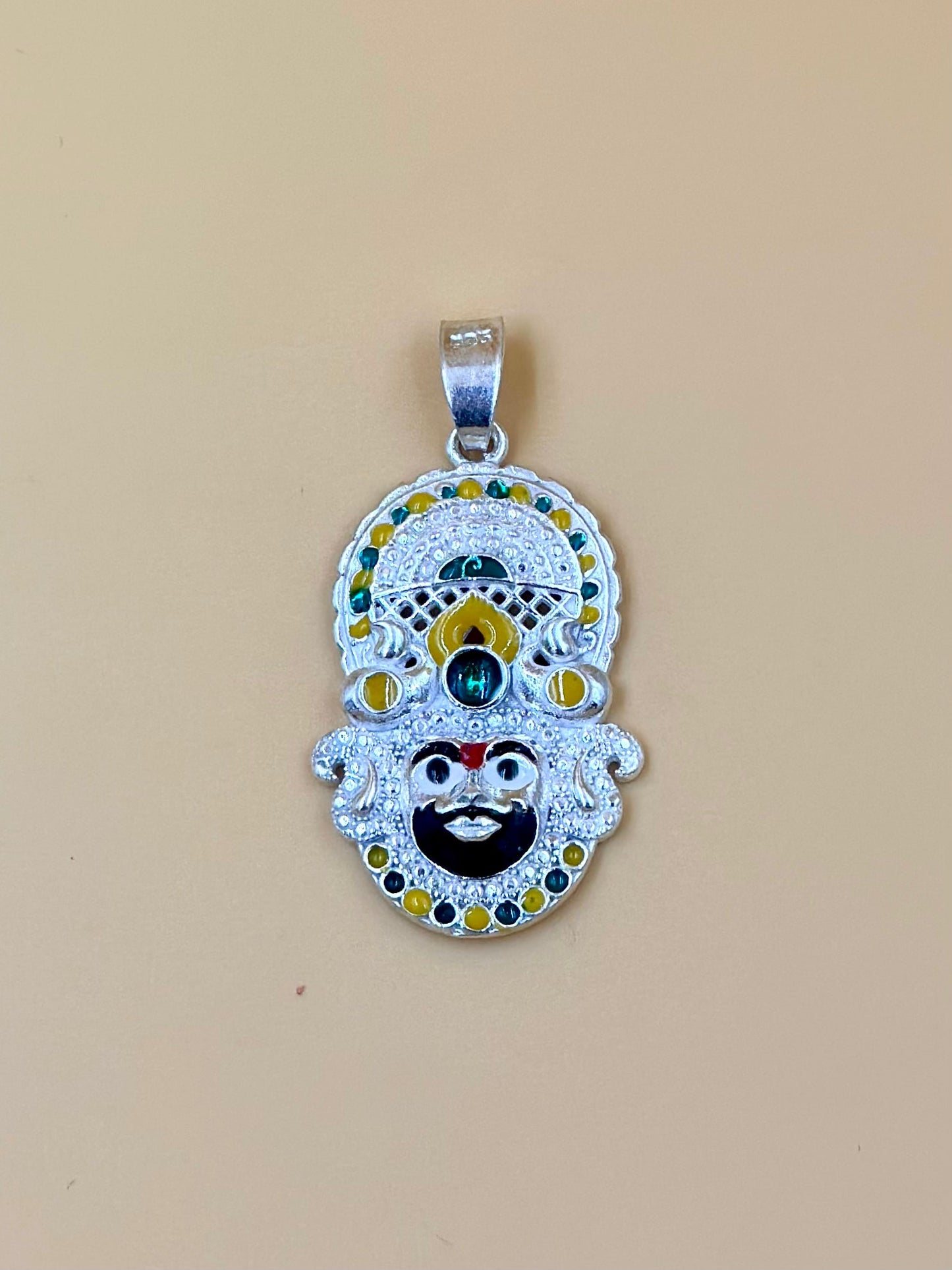 Zircon studded with fine detailing, shyam baba sterling silver idol pendant