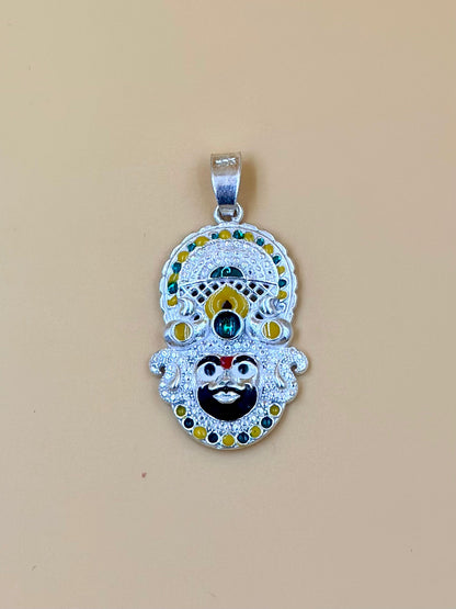 Zircon studded with fine detailing, shyam baba sterling silver idol pendant