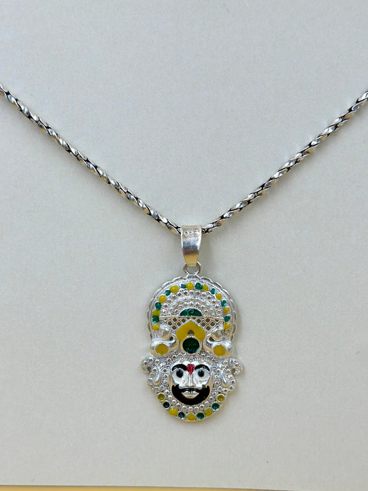 Zircon studded with fine detailing, shyam baba sterling silver idol pendant