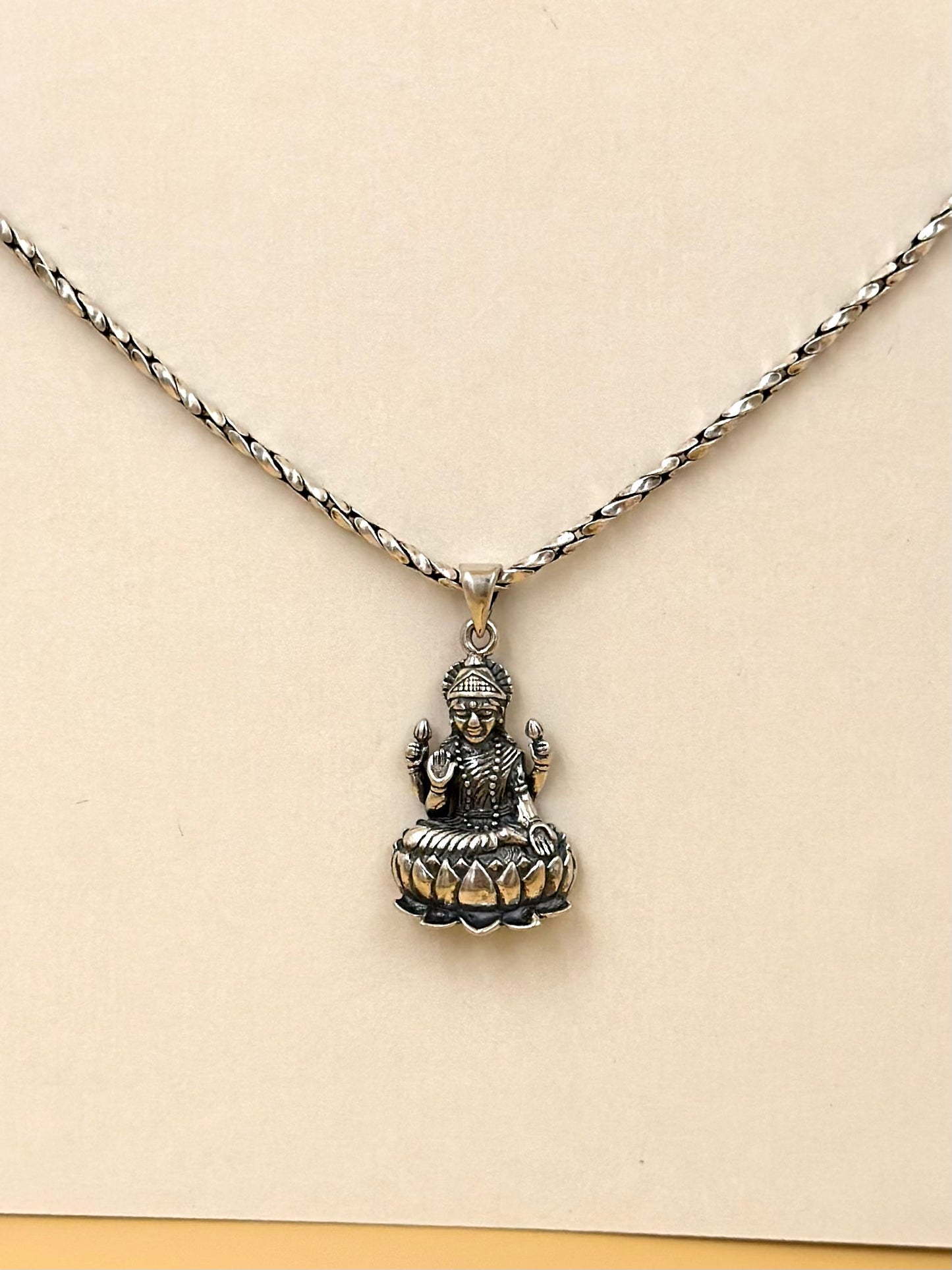 Oxidised, mata laxmi sterling silver idol pendant