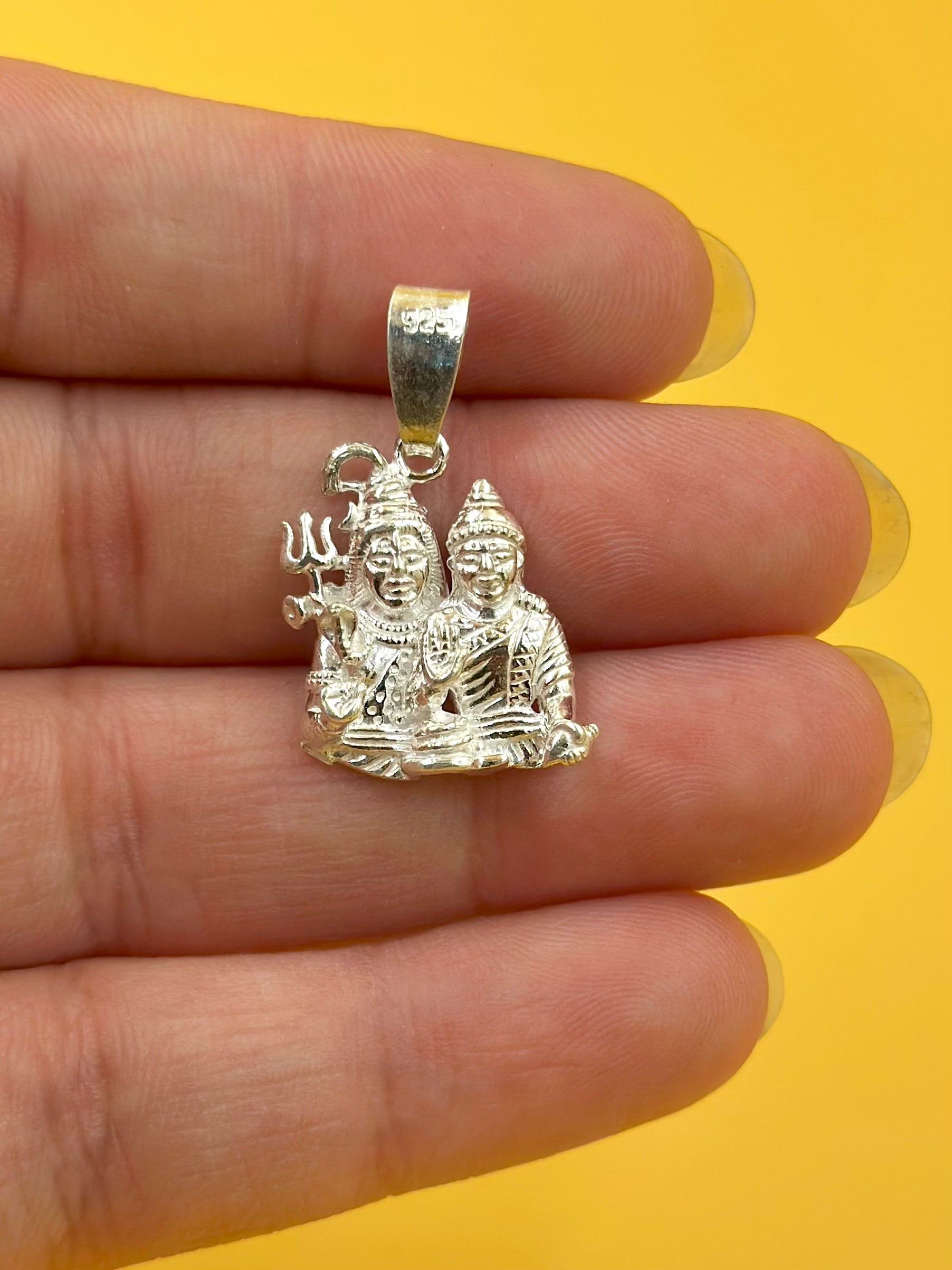 Shiv Parvati sterling silver idol pendant