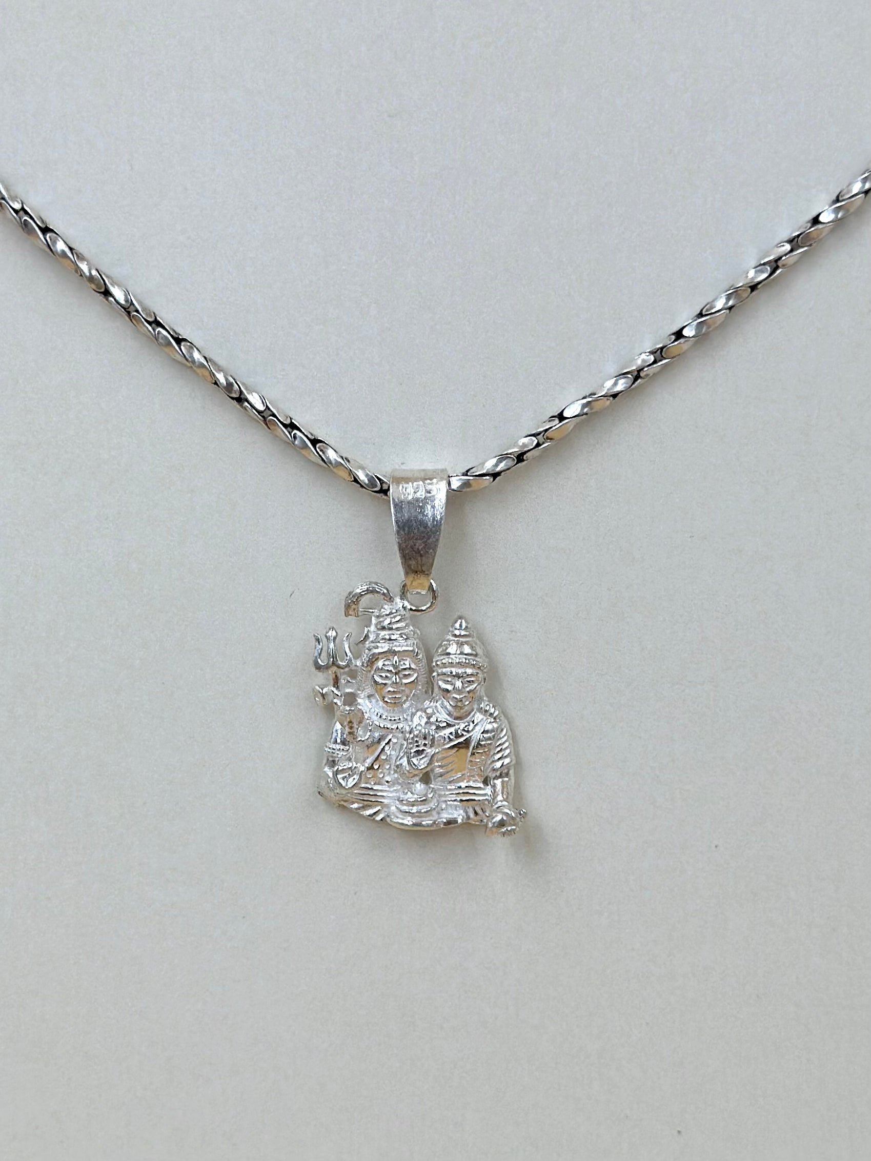 Shiv Parvati sterling silver idol pendant