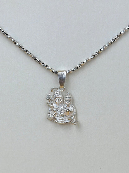Shiv Parvati sterling silver idol pendant
