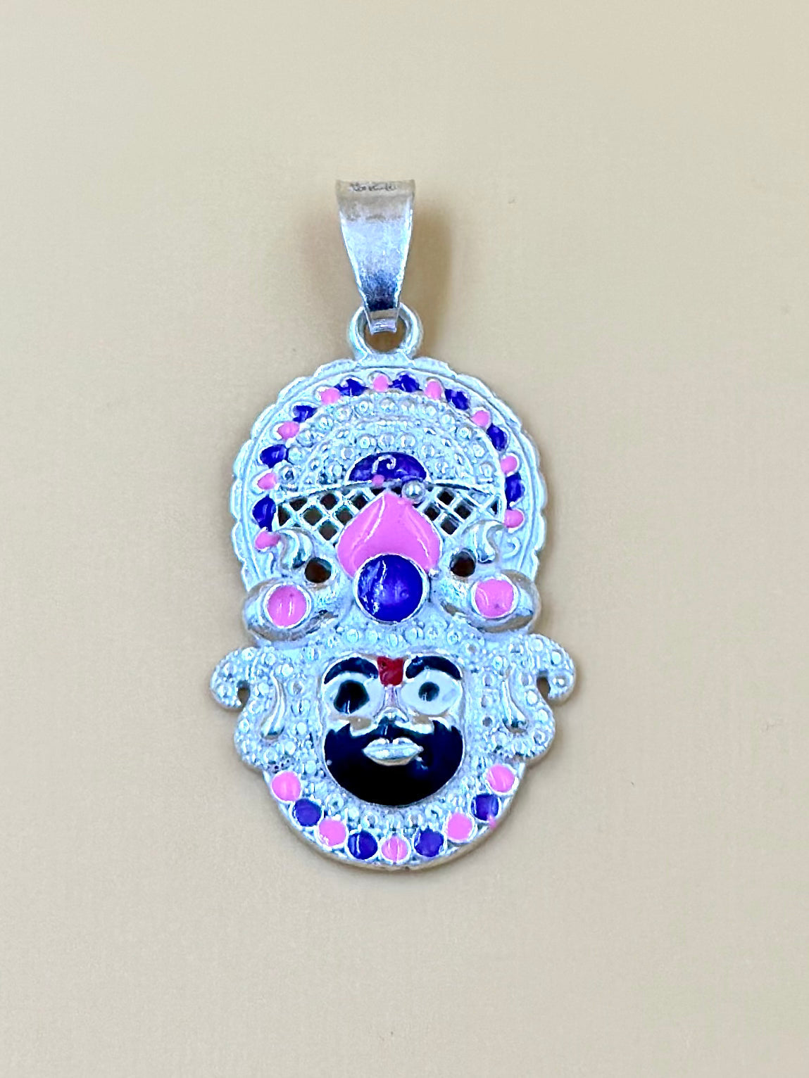 Zircon studded with fine detailing, shyam baba sterling silver idol pendant
