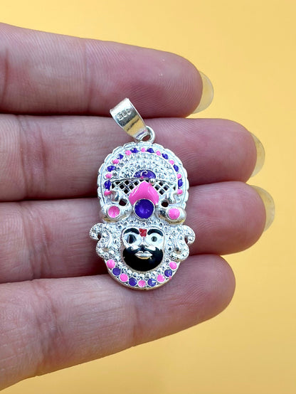 Zircon studded with fine detailing, shyam baba sterling silver idol pendant