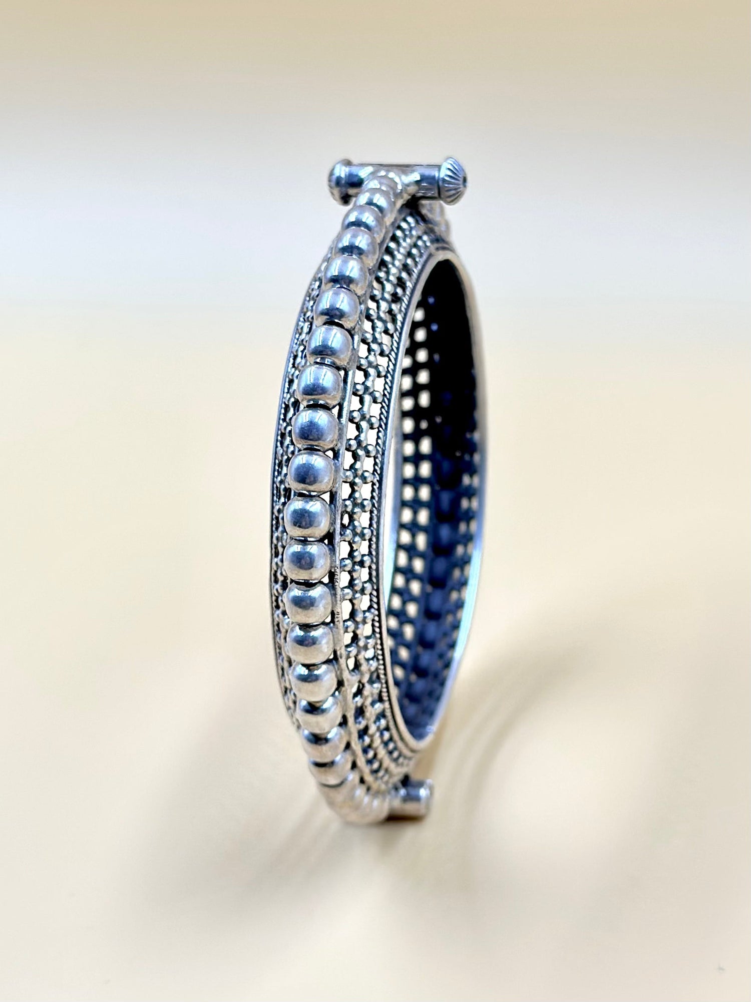 Flower design with fine detailing sterling silver kada