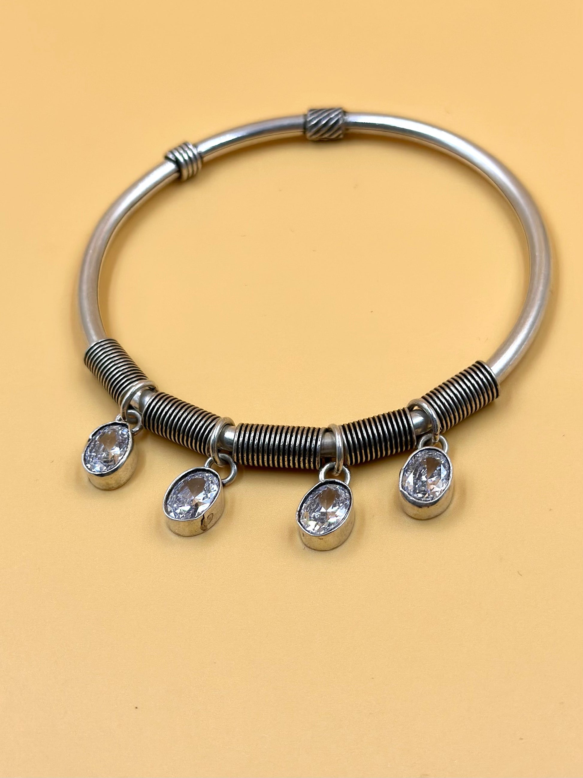 Oxidised sterling silver charm bracelet