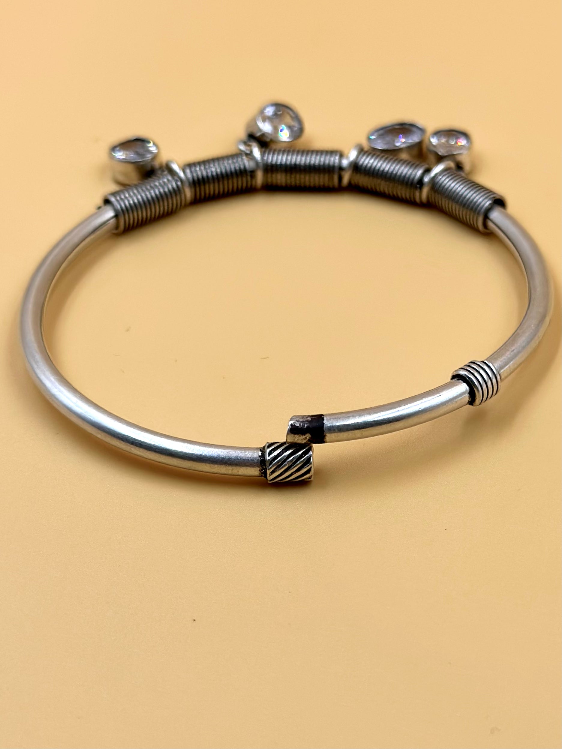 Oxidised sterling silver charm bracelet