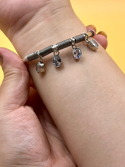 Oxidised sterling silver charm bracelet
