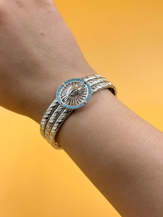 Wristwatch shaped sterling silver cuff bracelet