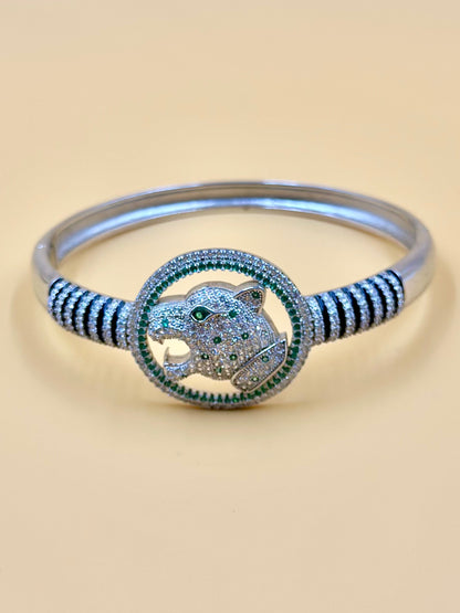 Panther shaped sterling silver cuff bracelet
