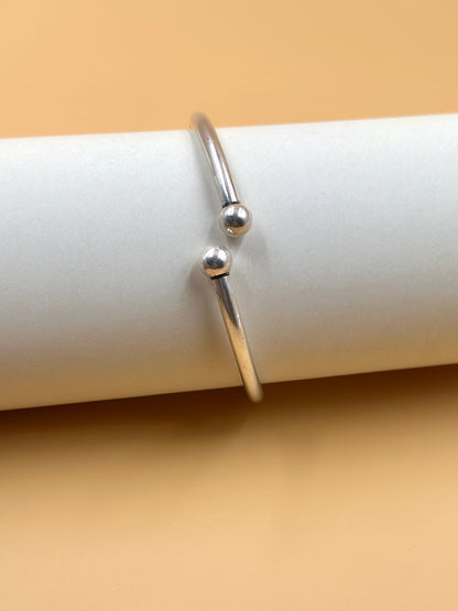 Double ball sterling silver cuff bracelet