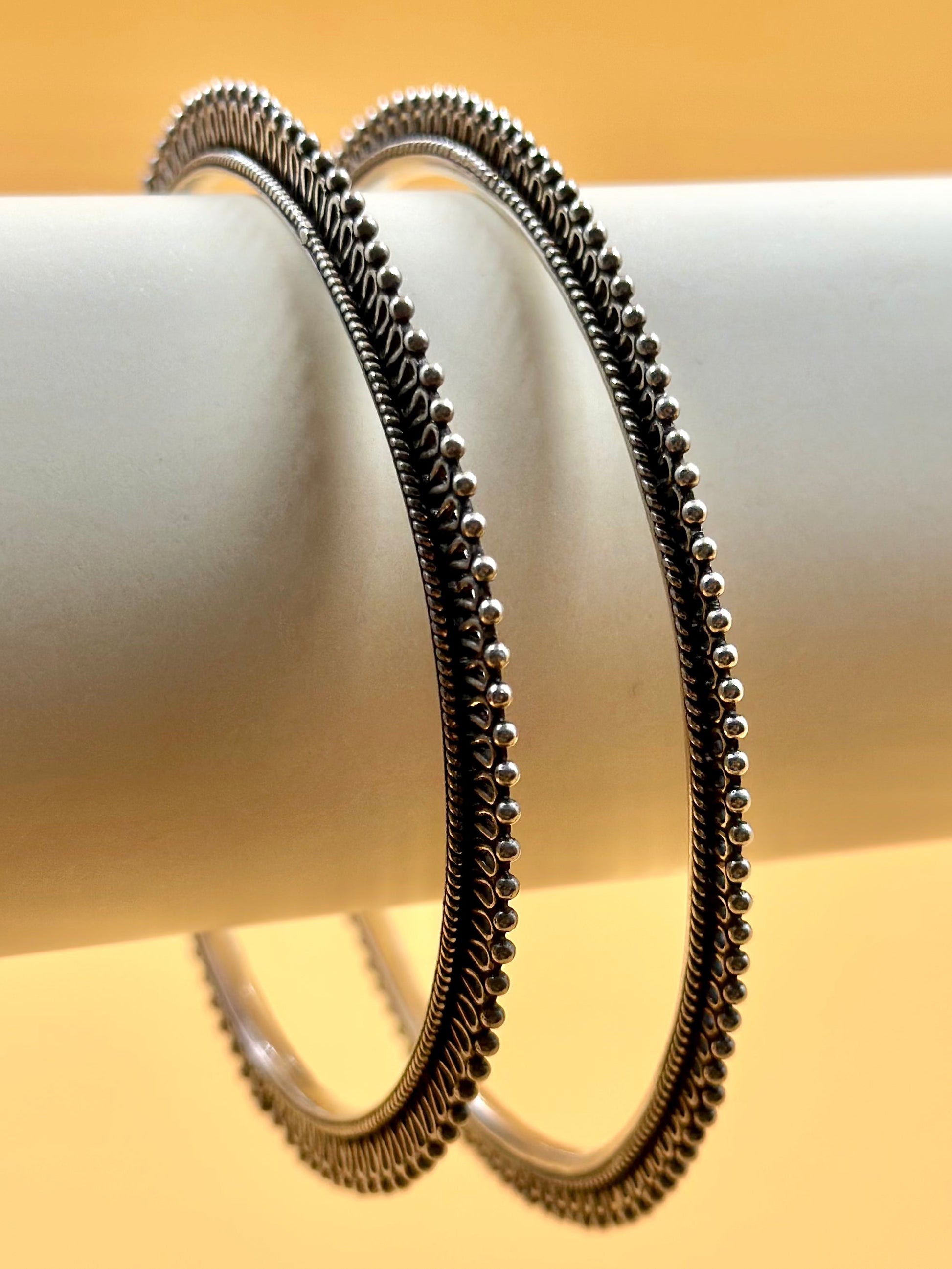 Nature inspired, fine detailing sterling silver bangle