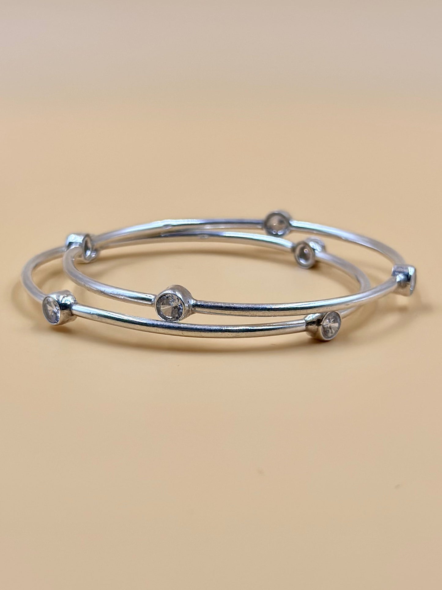 Stones studded sterling silver bangle