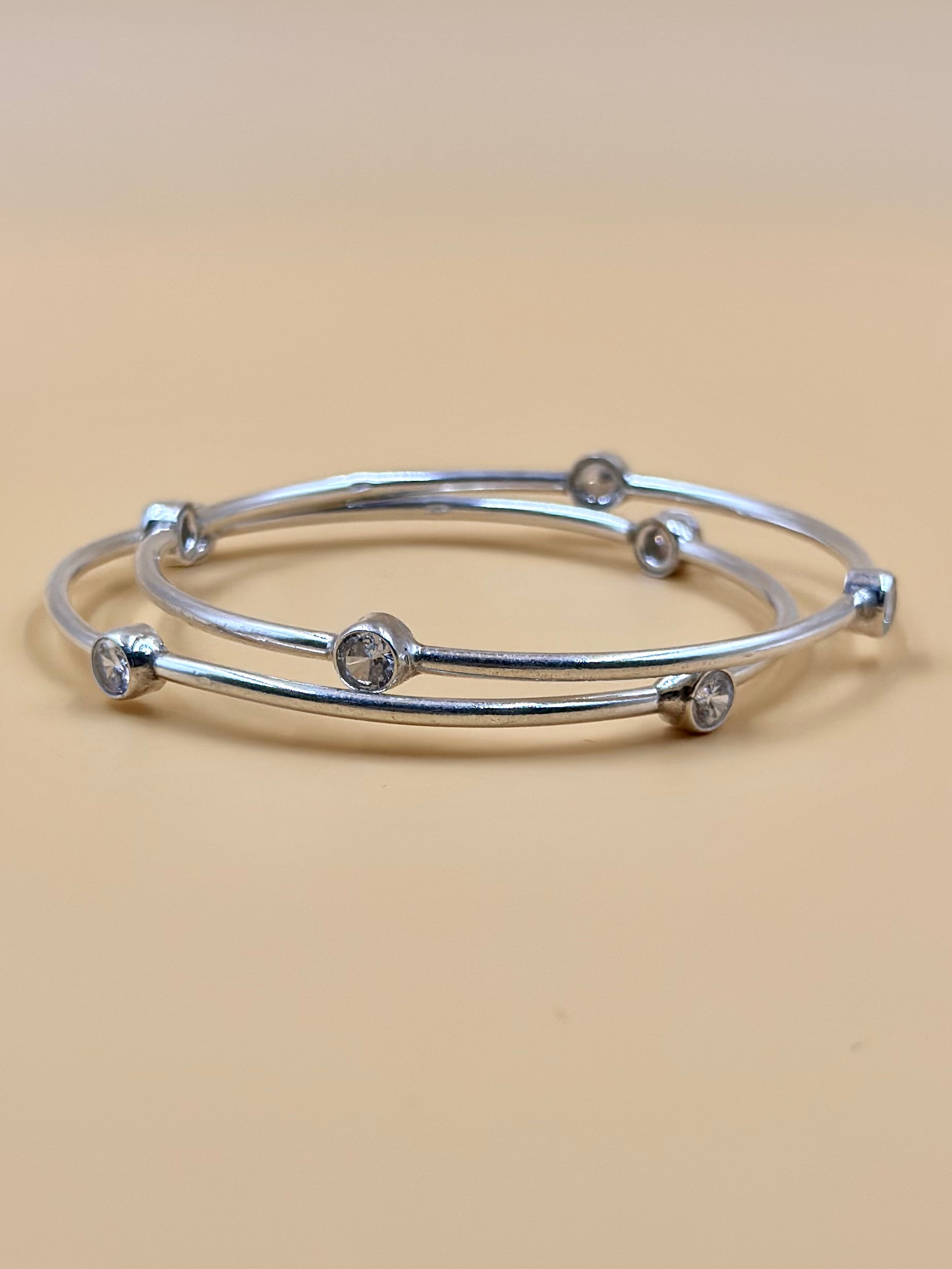 Stones studded sterling silver bangle