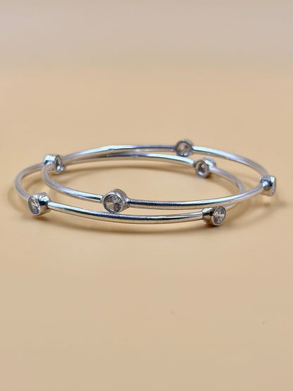 Stones studded sterling silver bangle