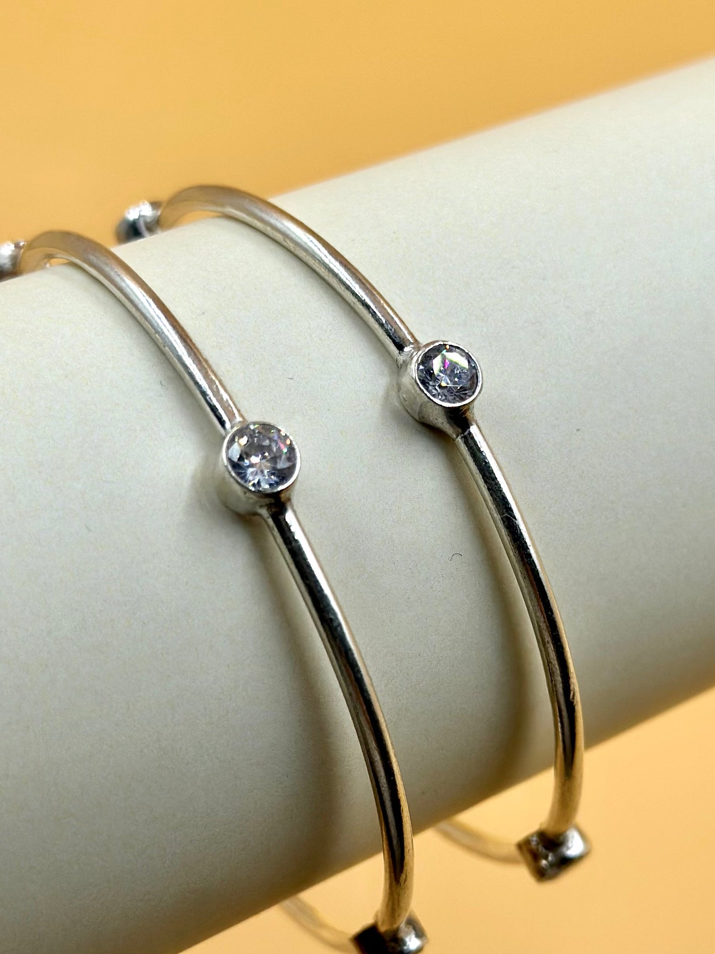Stones studded sterling silver bangle