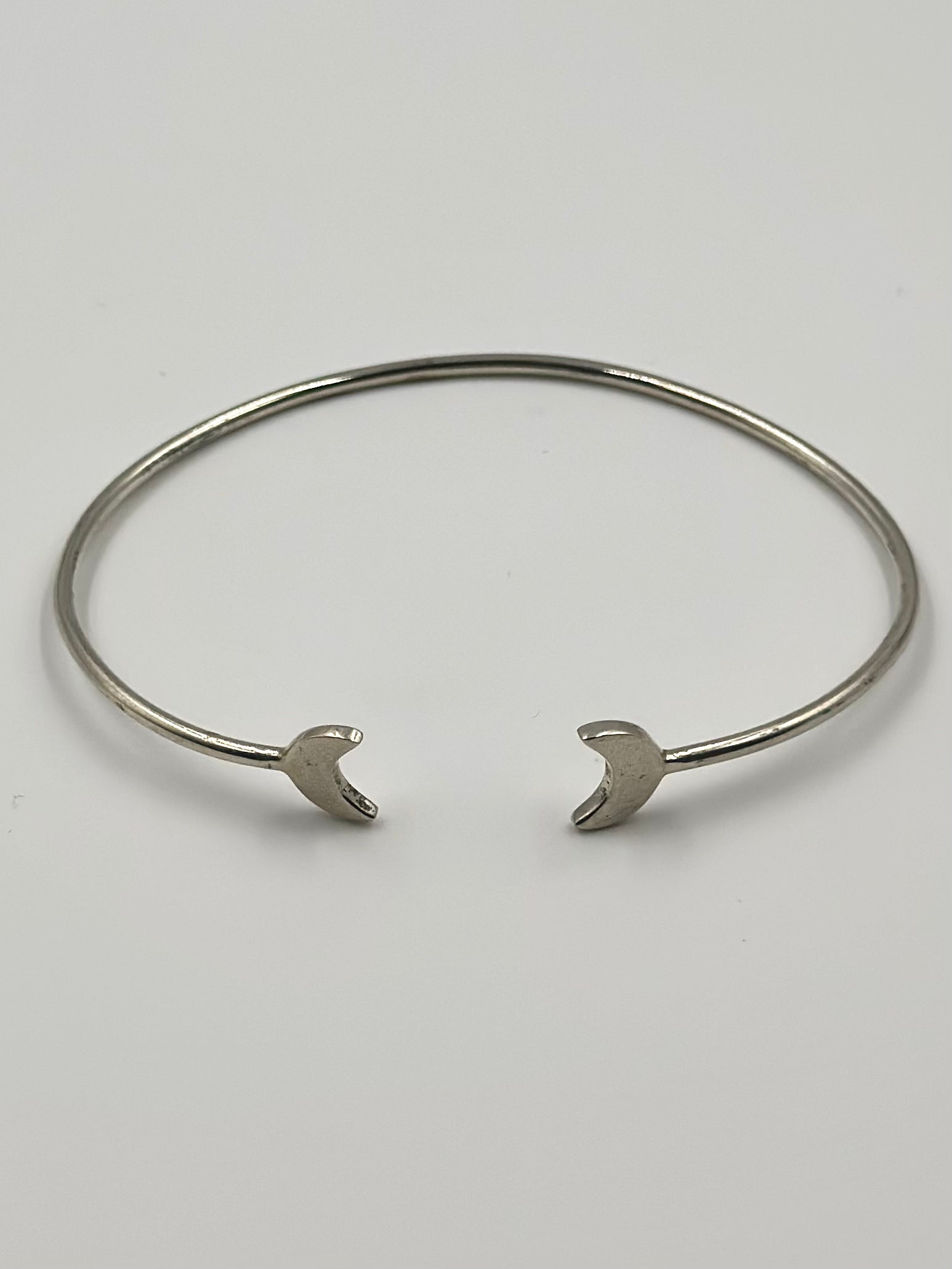 Half moon shaped sterling silver cuff bracelet