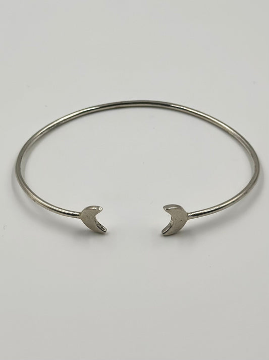 Half moon shaped sterling silver cuff bracelet