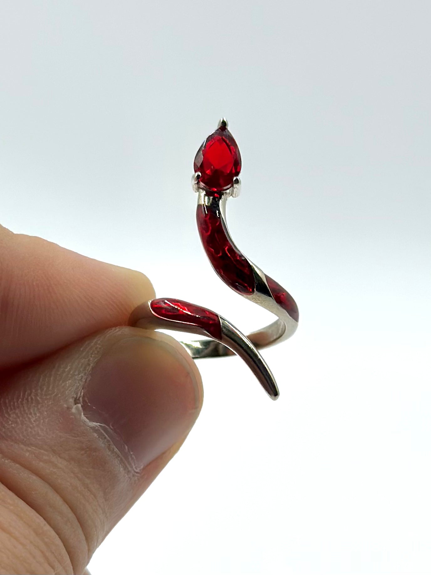 Stone studded, enamel coated sterling silver cocktail ring