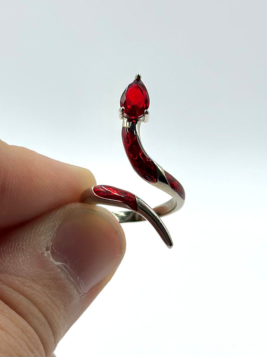 Stone studded, enamel coated sterling silver cocktail ring