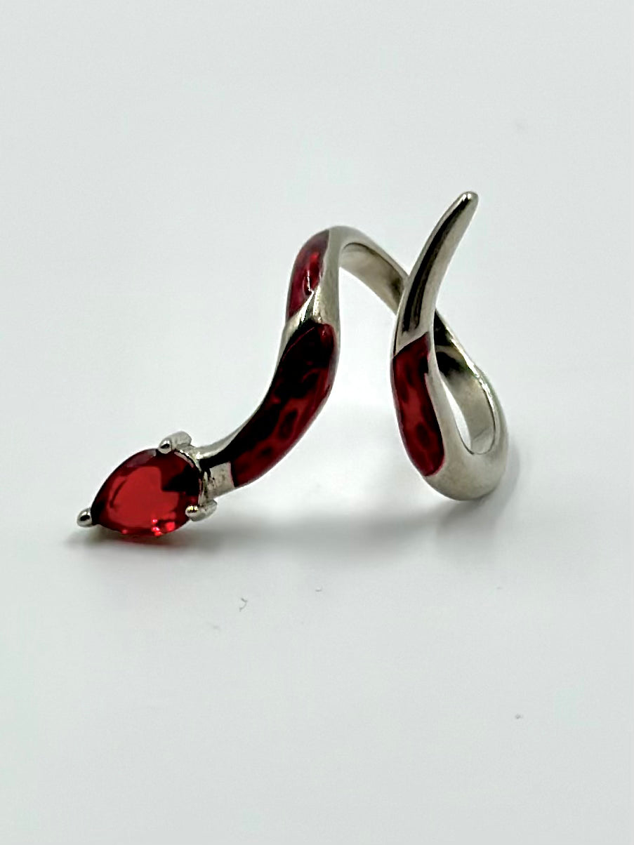 Stone studded, enamel coated sterling silver cocktail ring