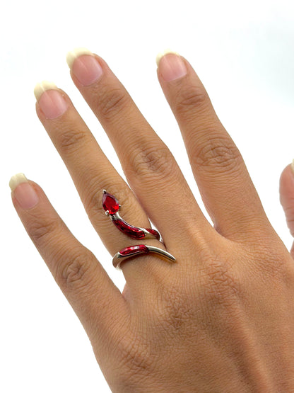 Stone studded, enamel coated sterling silver cocktail ring